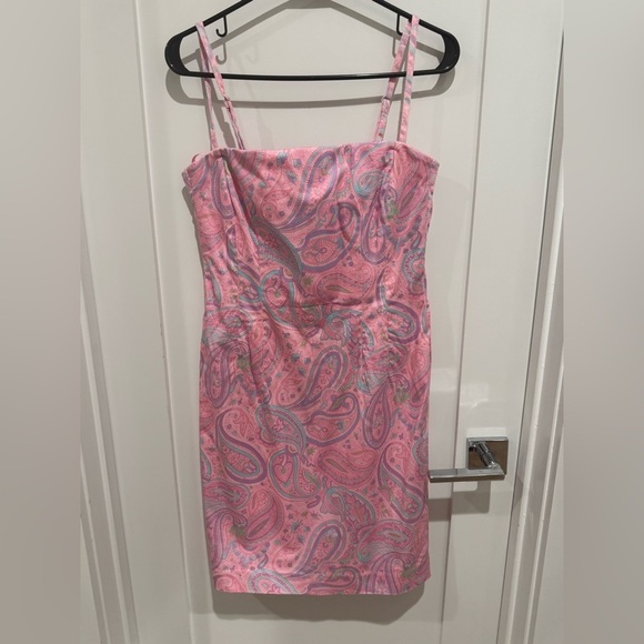 JONES NEW YORK SIGNATURE Pink Paisley Sz 6P Strapless Sheath Dress COTTAGECORE - Picture 4 of 7